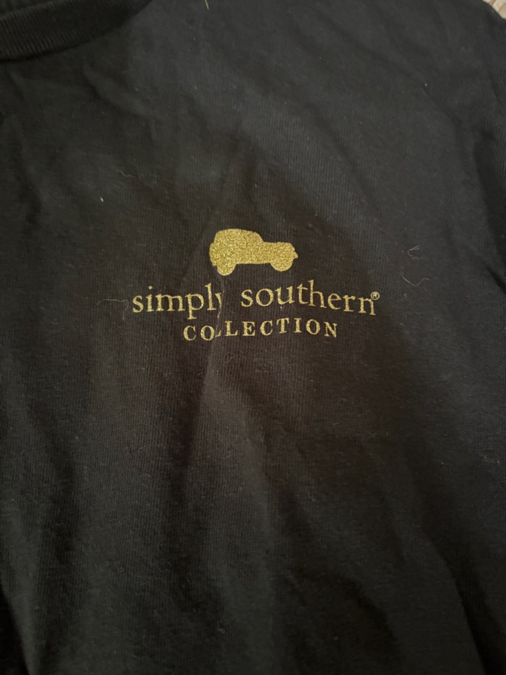 Simply Southern Black Tee with Gold Glitter Logo